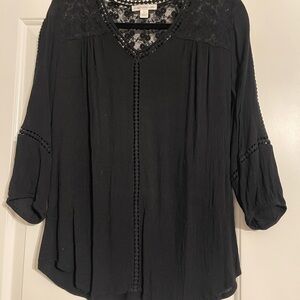 Black Lace Detail Women's Top
